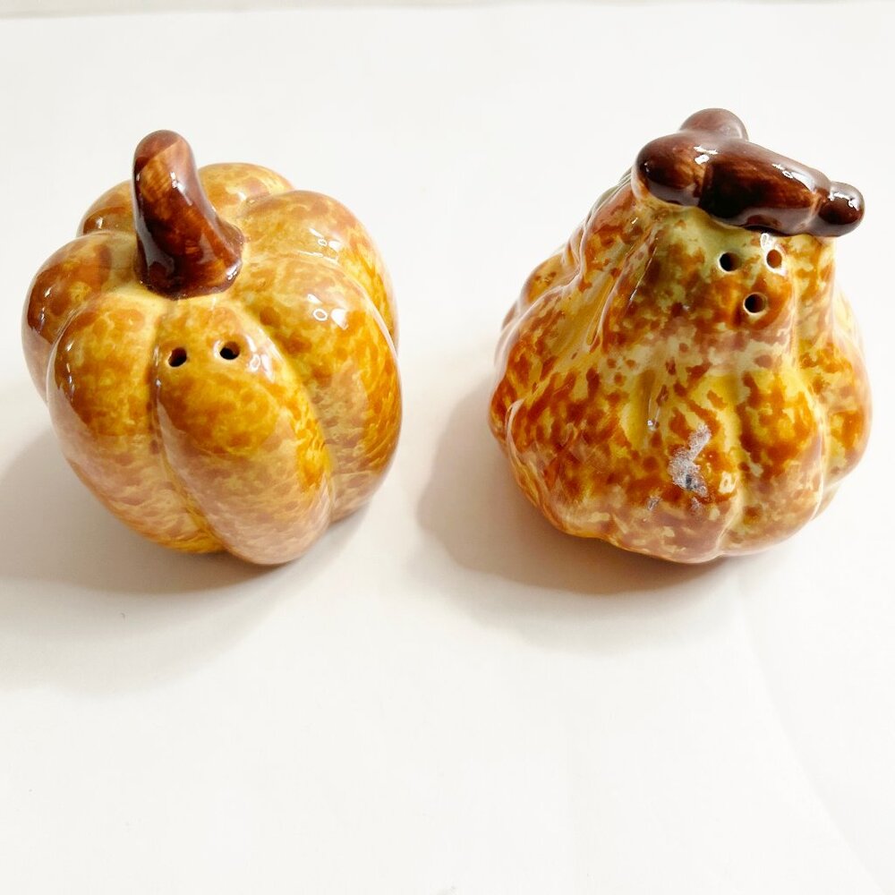 Rustic Ceramic Pumpkin Salt & Pepper Shakers - Perfect for your Holiday Table!